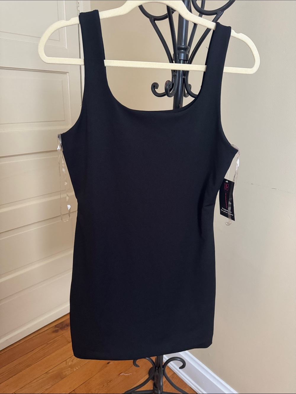 No Boundaries Black Scoop Neck Tank dress, black ruched dress with cap sleeves